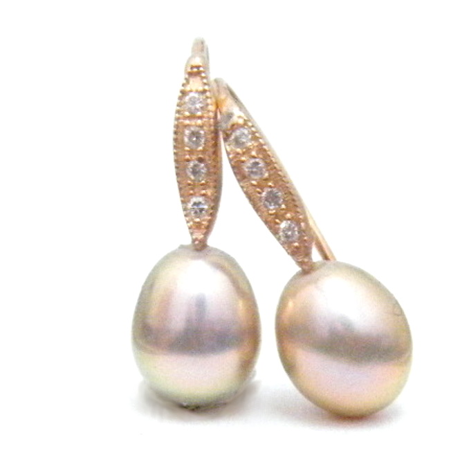 Peach Drops on Rose Vermeil Hooks Earrings